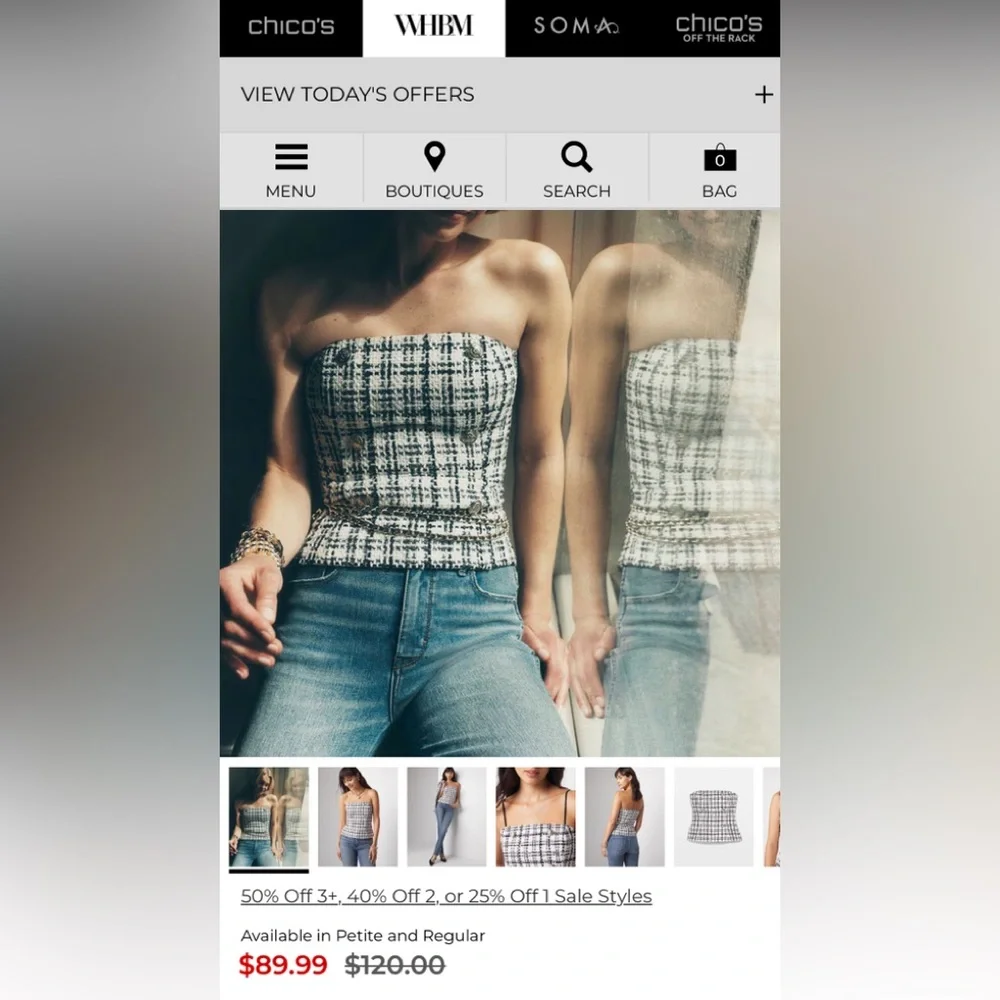 White House Black Market Bustier Strapless Top Black White Abstract Print - 4 - Picture 11 of 11